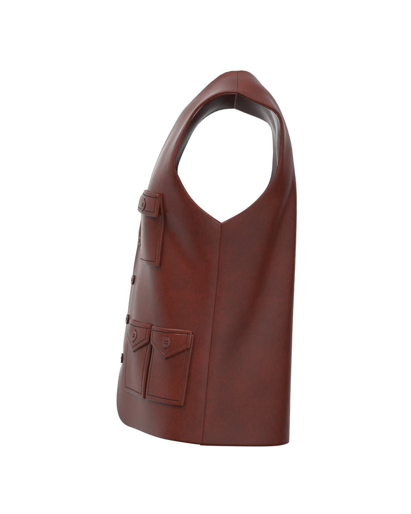Brown leather vest