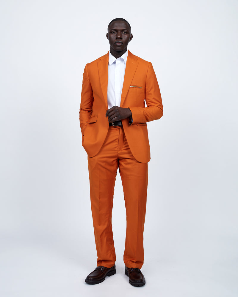 Burnt Orange Zipper detail 2 piece suit