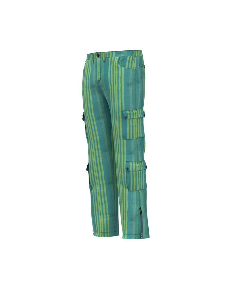 Teal-green stripes cargo pants 2.0