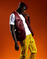 Maroon red leather 2 piece vest
