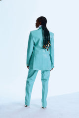 Teal Leather 2pc suit