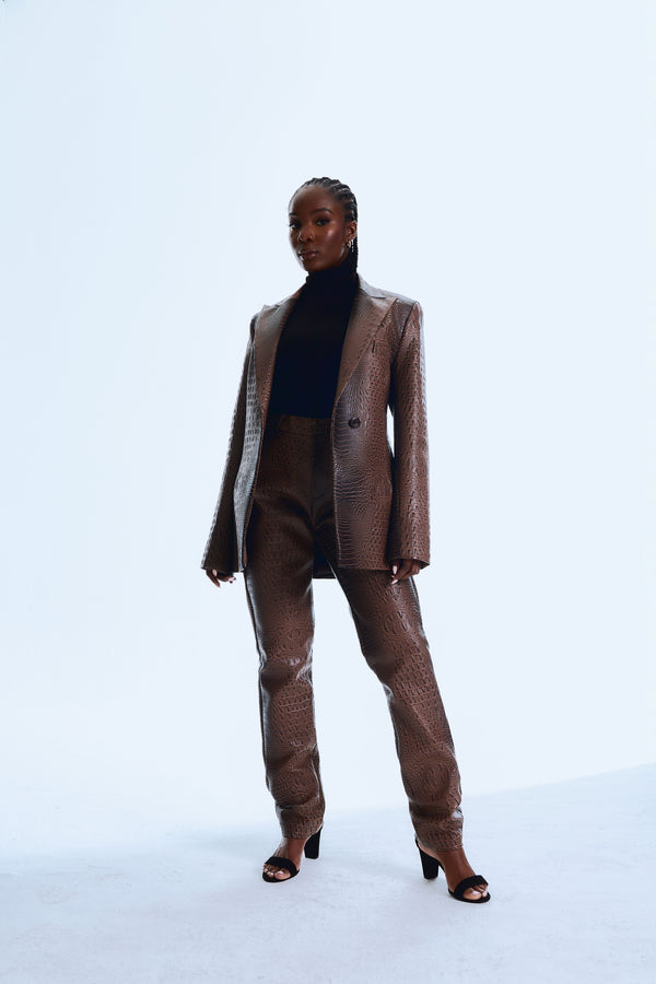 Brown Leather 2pc suit